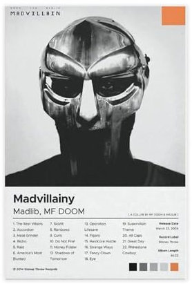 Madvillainy MF Doom Musikalbum Leinwand Poster Schlafzimmer Dekor Sport Landschaft Büro Zimmer Dekor Geschenk Unrahmen-Stil 20 x 30 cm