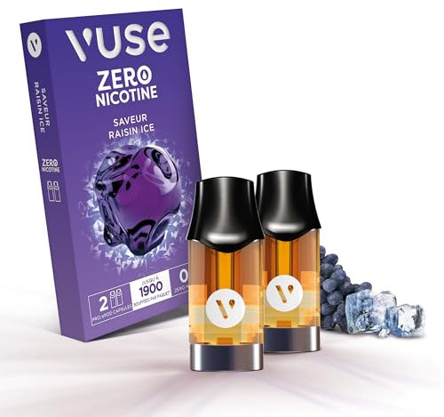 Vuse Capsules Gamme Intense, Raisin Ice Lot de 2, jusqu'à 1000 bouffées* par capsule, compatibles avec les cigarettes électroniques Vuse, sans nicotine, 2,0 ml d’e-liquide par capsule