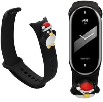 kwmobile Sportarmband kompatibel mit Xiaomi Smart Band 10 / Smart Band 9/8 Armband - Fitnesstracker Band aus TPU Silikon Pinguin Schwarz Weiß