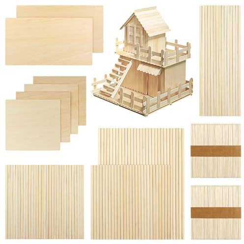 DOITEM 281 Pack Naturholz Handwerk Rund Stäb Lutscher-Stöcke Balsaholz zum Basteln Natural Wooden Dowel Sticks