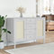 Sideboard SENJA Rattan-Optik Weiß 112x40x80 cm Kiefernholz, JUNZAIKommode Schlafzimmer, Kommoden & Sideboards, Wohnzimmerschrank, Flur Kommode, Zimmer Möbel - 358026