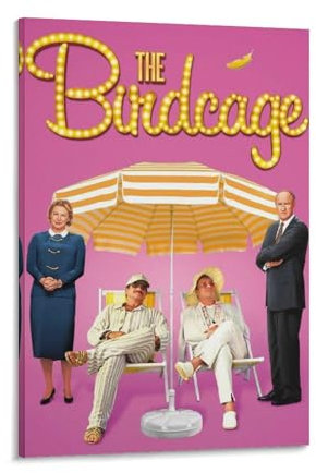 LIANGSHUANG 1996 American Comedy Film The Birdcage Poster Wandkunst Poster Scroll Leinwand Gemälde Bild Wohnzimmer Dekor Zuhause 50 x 75 cm