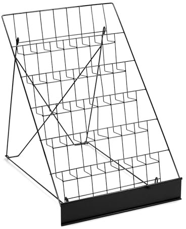 QWORK® 6 Reihen Zusammenklappbarer Kartenständer Schwarz Metall Display Ständer für A5/A6 Karten/Postkarten/Prospekt - Reihe Breite 45 cm - Maße 45.8*68*63.5 cm