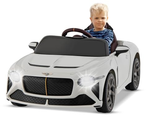 DREAMADE Elektroauto für Kinder, 12V Bentley Kinder Elektroauto mit Fernbedienung, Elektrofahrzeuge mit MP3 & USB & Musik & LED-Leuchten, elektrisches Auto für Kinder ab 3 Jahre (Weiß)