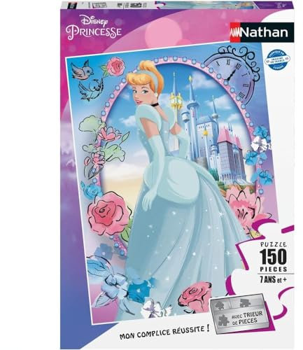 Nathan Kinderpuzzle, 150 Teile, Wunderbare Cinderella, Disney, Mädchen oder Jungen ab 7 Jahren, hochwertiges Puzzle, Dicker und Stabiler Karton, Aschenputtel, 86221