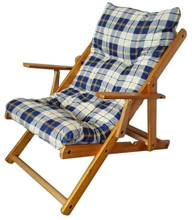 POLTRONA SEDIA SDRAIO RELAX 3 POSIZIONI IN LEGNO PIEGHEVOLE CUSCINO IMBOTTITO H 100 CM SOGGIORNO CUCINA SALONE DIVANO ARMCHAIR SOFA' (AZZURRA)