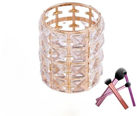 GYWHOOFT Organizer per Trucco in Cristallo, Porta Cosmetici Rotondo, Makeup Organizer per Pennelli, Penne e Scrivania