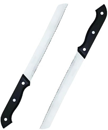 PARENCE.- Lot de 2 Couteaux à Pain en Acier Inoxydable/Couteau de Cuisine Dentelé avec Manche Ergonomique -Lame 18cm, Lot de 2