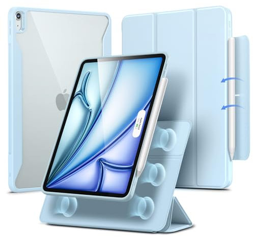 ESR Hybrid Case for iPad Air 11 Inch M3(2025) M2(2024), Air 5th/4th Generation Case (2022/2020) 10.9 Inch with Pencil Holder, Removable Magnetic Cover, Vertical Stand, Rebound 360 Series, Light Blue