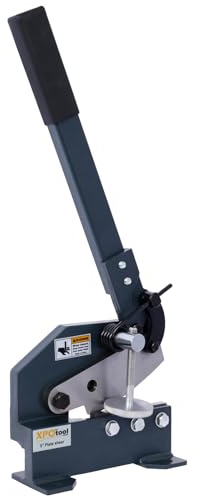5 Inch Industrial Sheet Metal Plate Shear, Bench Mountable High Precision Manual Hand Metal Shear with Long Lever, Gray (5 Inch)