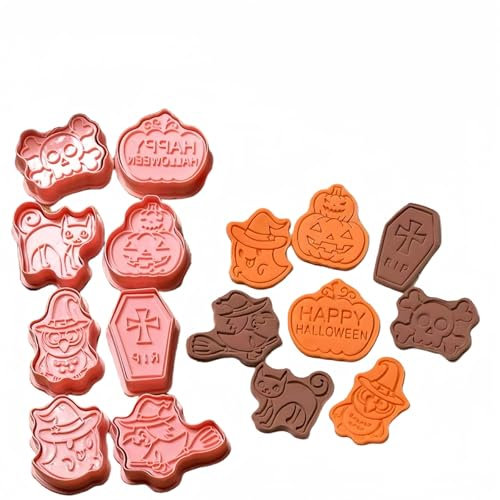 Yunguui Juego de cortadores de galletas de Halloween, 8 piezas, cortadores de galletas para Halloween, de plástico
