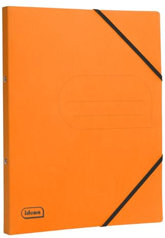 Idena 11107 - Eco Ringbuch aus Karton in DIN A4, Ordner in Orange mit 20 mm Rückenbreite und 2-Ring-Mechanik, Gummizug über Eck