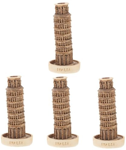 Amosfun 4 Stück Schiefer Turm Von Pisa Modell Tischturm-Ornament Turm Der Skulptur Figur Eiffelturm Tischdekoration Italien-Architektur-gebäudemodell Der Gebäudeturm Turm des Puzzles Harz