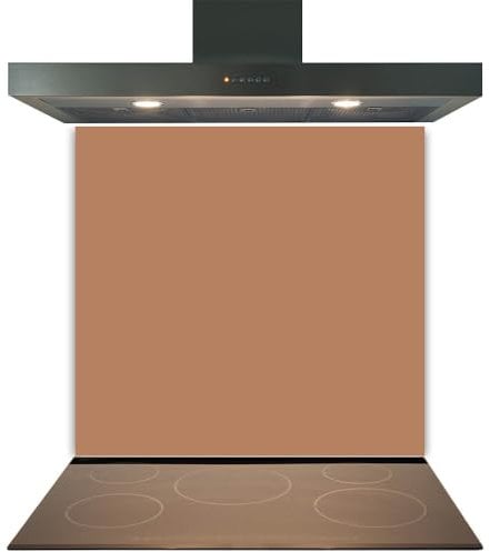 C2G Coloured Toughened Glass Splashback for Kitchen, Tempered Heat-Resistant Glass Splashbacks with Polished Edges for Cooker and Hob Backsplash (Copper, 60 x 70cm)