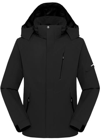 Ynport Crefreak Herren Outdoor Wasserdichte Jacke Brethable Wandern Regenjacke mit Kapuze Outdoor Trenchcoat Leichte Shell-Jacke Moutain Windbreaker Jacke, Schwarz, M
