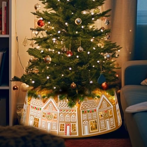 26 Inch Christmas Tree Collar Led, Christmas Tree Decoration Skirt Basket, Xmas Tree Collar for Pencil Tree, Christmas Tree Decor Base Cover for Christmas Decor