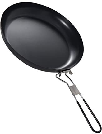 Ciieeo Non-Stick Folding Grill Pan Deep Frying Pan Lid Induction Hob Cast Iron Frying for BBQ Camping