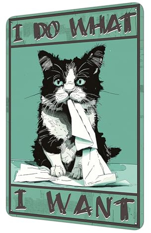 Amawvab Funny Cat Vintage Metal Sign 007