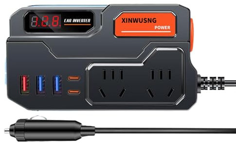 Inversores para vehículos, enchufe adaptador de enchufe de coche,Inversor de potencia de vehículo 12v24v a 220v | Adaptador de enchufe de coche, cargador de coche para ordenador portátil, Puertos d