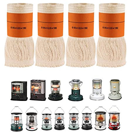 BomDog Lot de 4 Mèches Pour Poêle À Pétrole, Mèches de Remplacement Pour Poêle À Pétrole, Mèches de Coton En Fibre de Verre Pour Poêle À Pétrole