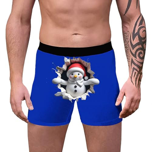 Weihnachtsunterwäsche für Herren, 3D-Druck, atmungsaktiv bequem, mittlere Leibhöhe, mit Taille, Boyshort-Unterwäsche-Funktionen Shorts Unterhosen Herren Herren Boxershorts Einfarbig