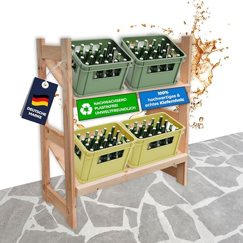 STAHLMANN® Getränkekistenregal für 4 Kisten [GEEIGNET FÜR Jede KISTENSORTE] - Robustes Getränkeregal aus hochwertigem Kiefernholz - Standfestes Kistenregal Made IN Europe