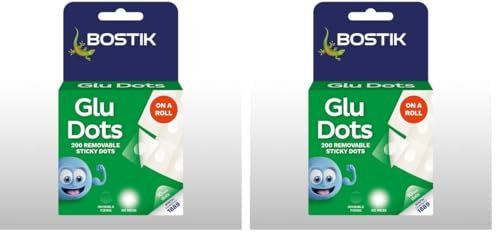 Bostik Glu Dots on a Roll - Removable, Double Sided Clear Glue Dots, For Instant Fixing & Crafts, No Mess, x200 (Pack of 2)