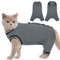MHaustlie Katzenbody Nach Op Katzen Op Body Kastration Body Katze Nach Operation für Hinterbeine E Halsband Alternative für Katzen Anti Lecken Body Operation Recovery Tuch Anzug für Katzen (Grau, XL)