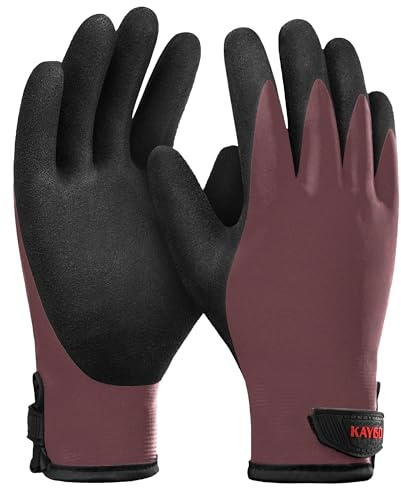 KAYGO Thermo Arbeitshandschuhe Wasserdicht Gefüttert Kältebeständig, KG145W | Doppel Latex Beschichtet, Winter Warme Arbeitshandschuhe, Ideal für Kühlhaus Arbeit im Freien (Braun, XL, Gr 10)