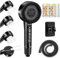 Pommeau de Duche avec Tuyau 1.5M, REETEE Pommeau Douche Anti Calcaire, Douchette Douche Salle de Bain avec Filtre, Pommeau de Douche Haute Pression avec 3 Modes de Jet (noir)