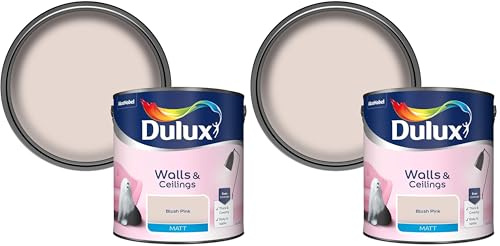 Dulux Walls & Ceilings Matt Emulsion Paint, Blush Pink, 2.5 Litres (Pack of 2)
