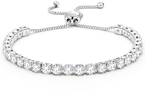 J.Fée Regalo per Lei Regalo Donna, Bracciale Tennis Bracciale Donna Argento 925 con 5A Sparkle Zircone Bracciali Argento Regali per Mamma Amica Lei