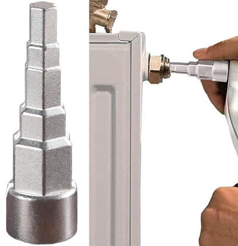 DILUSILK Radiator Key,Universal Radiator Spanner,Radiator Valve Spud Wrench,5-Stage Radiator Valve Key,Universal Step Wrench 1/2 Inch Square Socket Drive,for 1/2,3/8, 3/4, 1-1/4 Wrenches Tool