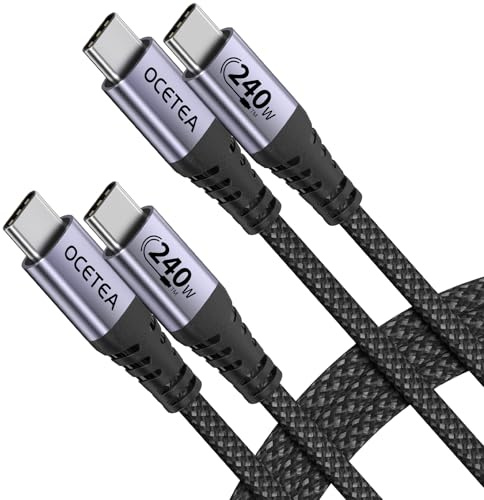Ocetea 240W USB C auf USB C Kabel, [2Stück 1M+1M] PD Schnellladekabel, Nylon Geflochten USB C Ladekabel für iPhone 16 15 Pro Max, Samsung Galaxy S25 S24, Pixel 7, iPad Pro, MacBook Air