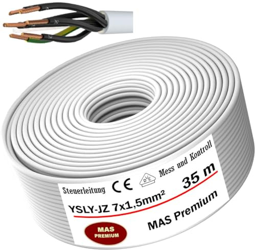MAS Premium 5-150m YSLY-JZ 7x1,5 mm² Flexibles Steuerkabel grau Verlege Kabel Mess- Kontroll- und Regelungsleitung für Werkzeugmaschinen Steuerleitung E-Auto Anschluss zur Ladestation (35m)