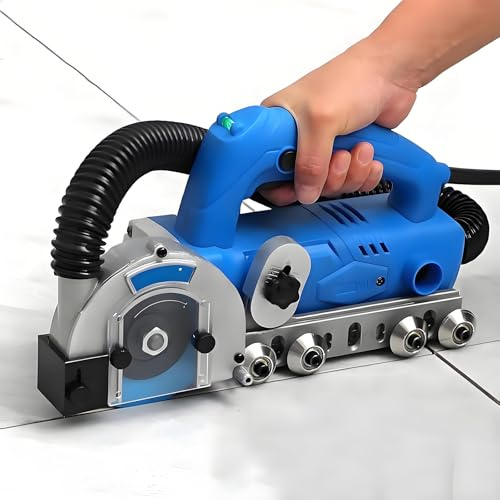 Drmoxin 1200 W elektrische Fugenreinigungsmaschine für Fliesen, Schlitzwerkzeug, Fugenreiniger für Keramikfliesen, 9000 U/min, mit transparenter Schutzabdeckung und unterstützender Riemenscheibe