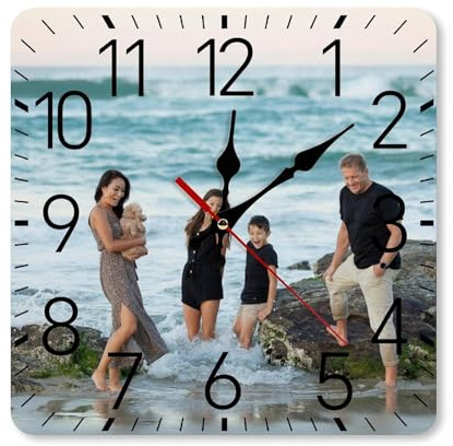 JWBCUU Personalized Wall Clocks Custom Photo Round Wall Clock Personalized Silent Non-Ticking Decorative Clocks Customized Gift for Living Room Kitchen Bathroom Home Decor 10''