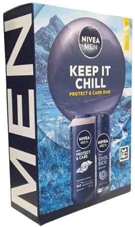 NIVEA MEN Best Christmas Gift/Birthday Gift | Keep It Chill Gift Set (2 Products) – Men's Grooming Gift – Includes 250ml 3 in 1 (Body, Face & Hair) Shower Gel, and Anti-Perspirant