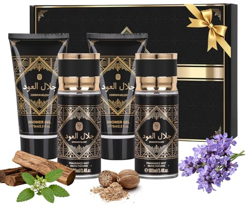 Geschenkset Männer,Herren Parfum&Duschgel Set,Ideal für Sport und Reisen | Pflegeset Geschenk für Männer -Vatertag & Geburtstag,2x 100ml Eau de Parfum & 2x 75ml Duschgel,Holznote