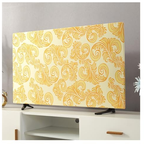 Housse anti-poussière universelle pour écrans de 43, 50, 55, 65 pouces, design suspendu, tissu en flanelle anti-poussière pour téléviseurs à écran plat LCD LED (doré uspicious 28)