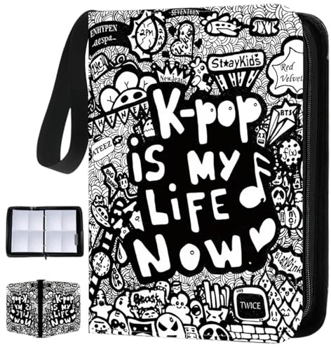Kpop Photocard Binder - 400 Taschen PU Leder Sammelkarten Alben - 4 Pocket 50 Seiten Karten Sammelmappe für Postkarten & Fotos - Top Loader Binder Design - Einzigartige Kpop Geschenke für Enthusiasten