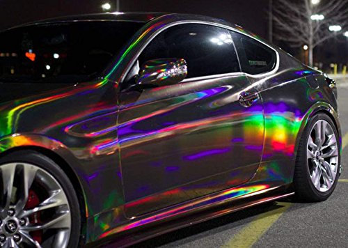 speedwerk-motorwear 3D Holographic Chrom Black Rainbow für Car Wrapping, Spiegelfolie, Effektfolie 0,5m x 1,52m