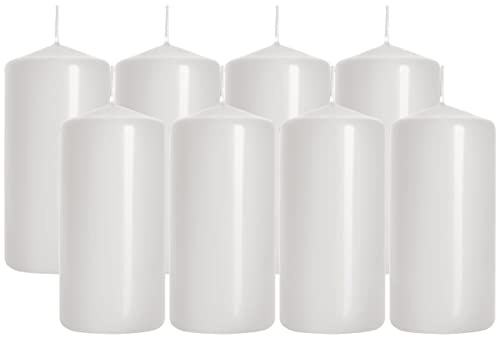 Pillar Candles, size 5 cm/10 cm, pack of 8, (White)
