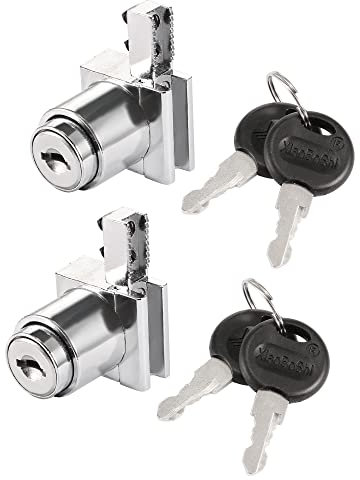 sourcing map Push Lock for Sliding Glass Cabinet Door Fits 5mm Thick Keyed Alike 2Pcs