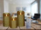Coen Bakker 3er Set Kerze LED Echtwachskerze mit Fernbedienung Wachskerze viele Farben 10 cm + 12,5 cm + 15 cm Kerze Ø 7,5 cm flackender Docht Kerzen, Farbe:Gold