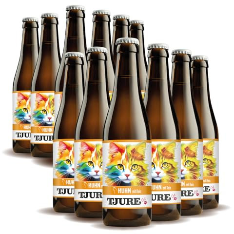 TJURE Cat Katzendrink Huhn 10 + 2 x 220ml - Katzensuppe - Flüssignahrung für Katzen - Optimale Flüssigkeitszufuhr für trinkfaule Stubentiger - Tierisch Gutes Futter-Topping
