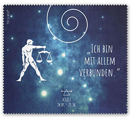 Brillenputztuch Sternzeichen WAAGE (24.09.-23.10.)- Mikrofasertuch zur Reinigung von Brille, Smartphone, Tablet, Display, Kamera