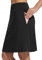 baleaf Damen Tennisrock Knielang Sportrock hoher Taille Golfrock Outdoorrock mit Tasche Schwarz XXL