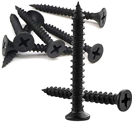 EVADOW 100pcs Coarse Thread Drywall Wood Screws with Philips Modified Truss Head, Black Carbon Steel Self Tapping Screws - M4 x 30mm