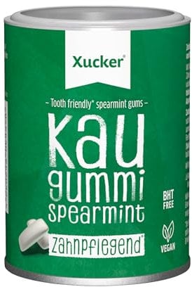 Xucker Zuckerfreie Zahnpflege Kaugummis Spearmint - Xylit Kaugummi zuckerfrei mit Spearmint Geschmack I Vegane Xylitol Kaugummis zur Zahnpflege und gegen Mundgeruch I 100g (Spearmint Dose)
